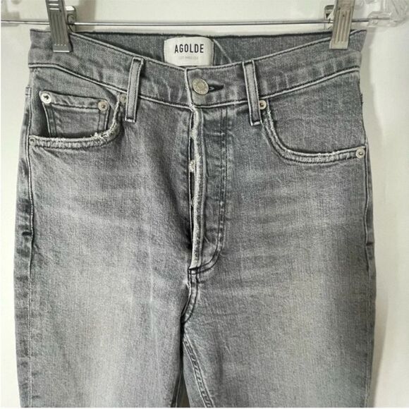 AGOLDE Nico High-Rise Raw Hem Button Fly Skinny Jeans Gray Size 24 - Picture 5 of 14